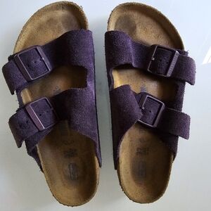 Birkenstock Arizona Wine (Purple) Suede Soft Bed Sandals